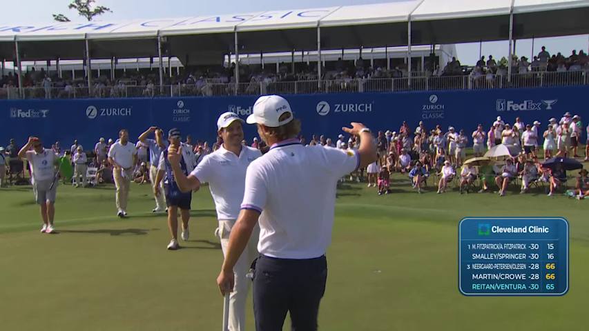 Reitan/Ventura makes eagle putt on No. 18 at Zurich Classic