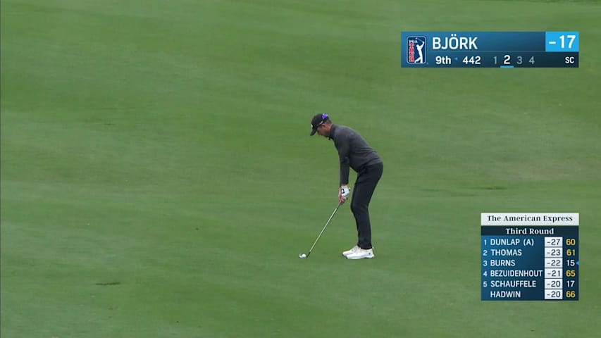 Alexander Björk hunts flagstick and makes birdie at The American Express