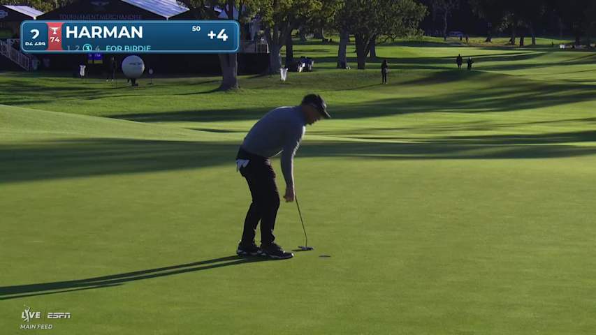 Brian Harman sinks 3-foot birdie putt on No. 2 at The Genesis