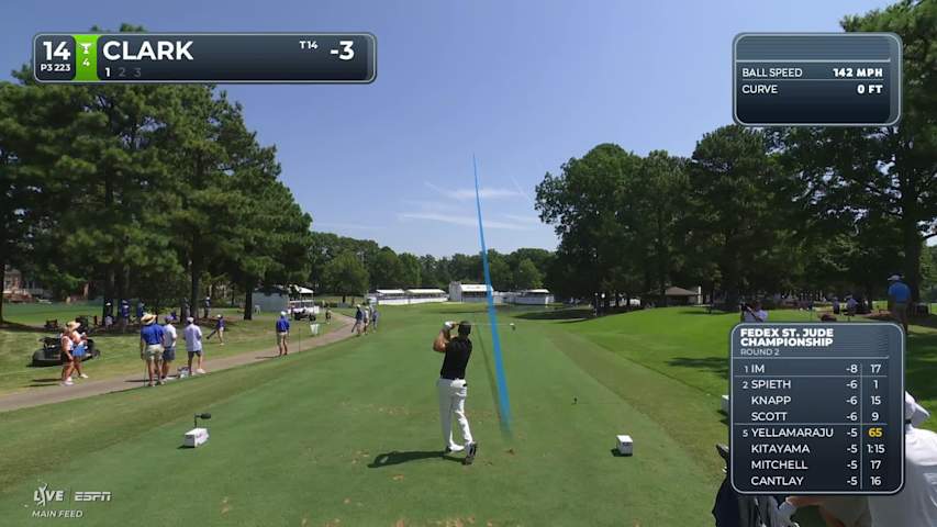 Wyndham Clark sinks 25-foot birdie putt on No. 14 at FedEx St. Jude