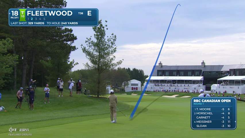 Tommy Fleetwood sinks 11-foot putt for birdie on No. 18 at RBC Canadian