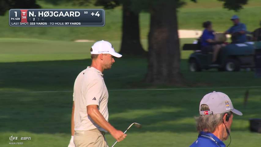 Nicolai Højgaard's 99-yard approach sets up birdie on No. 1 at BMW Championship