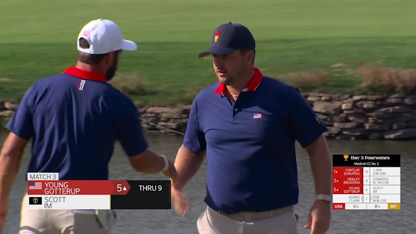 Young/Gotterup makes birdie on No. 9 at the 2026 Presidents Cup