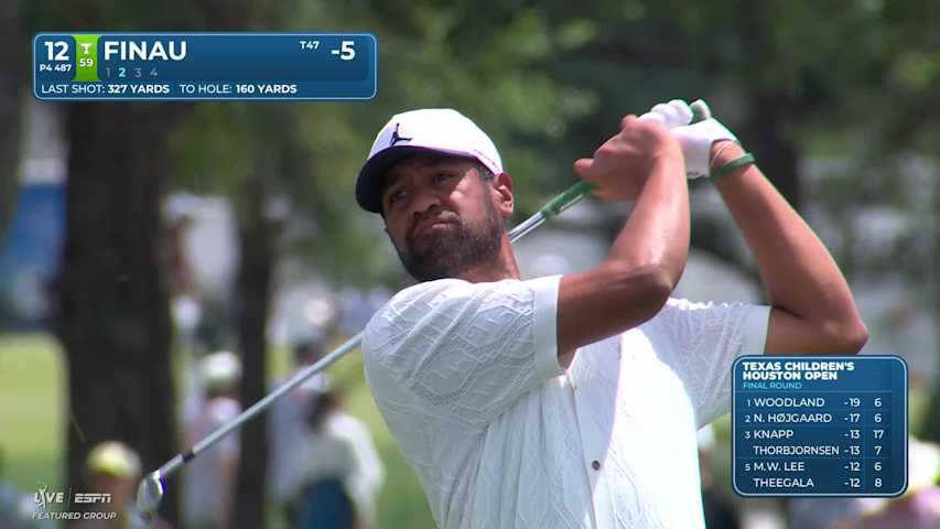 Tony Finau hits 160-yard approach to 5 feet, sets up birdie on No. 12 at Texas Children's