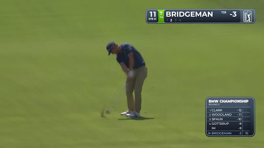 Jacob Bridgeman holes 93-yard approach for eagle on No. 11 at BMW Championship