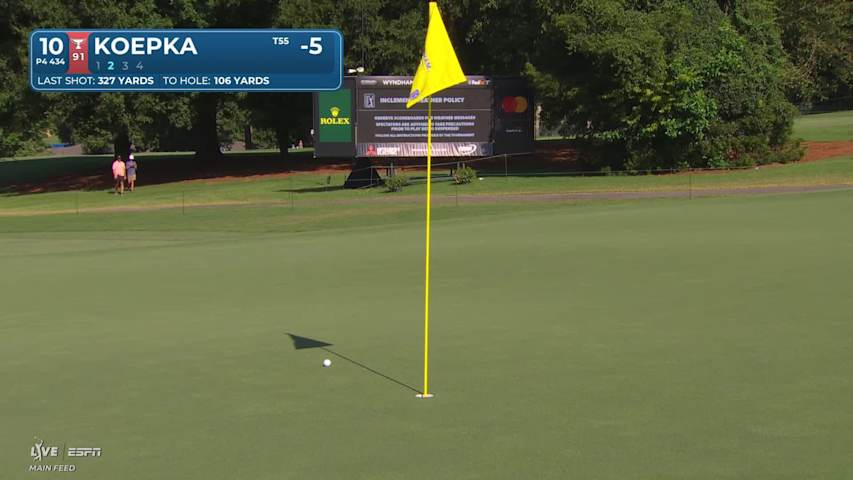 Brooks Koepka gets up-and-down from 105 yards for birdie on No. 10 at Wyndham