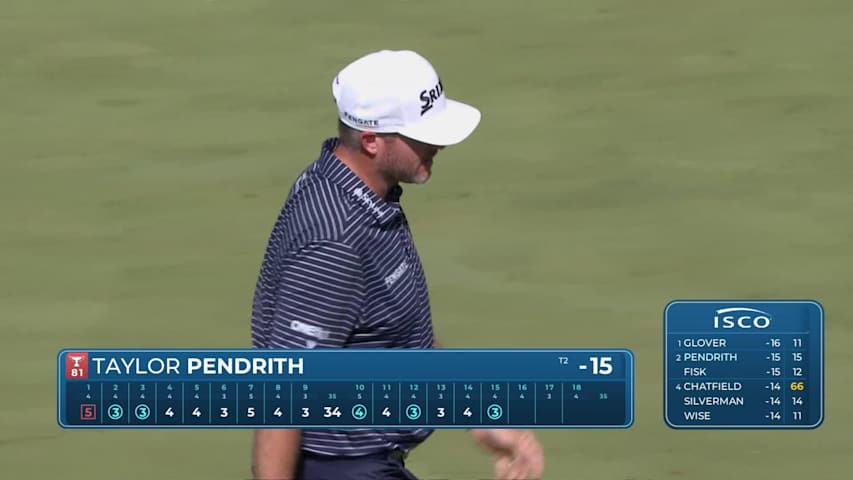 Taylor Pendrith sinks 16-foot birdie putt on No. 15 at ISCO Championship