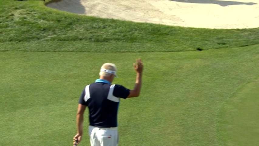 Daniel Chopra holes eagle from off the green at Arnold Palmer