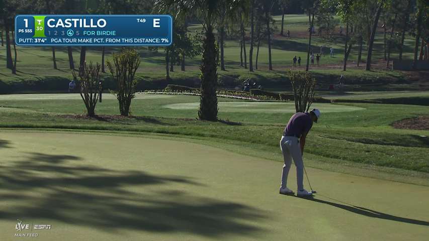 Ricky Castillo pours in 31-foot birdie putt on No. 1 at Valspar