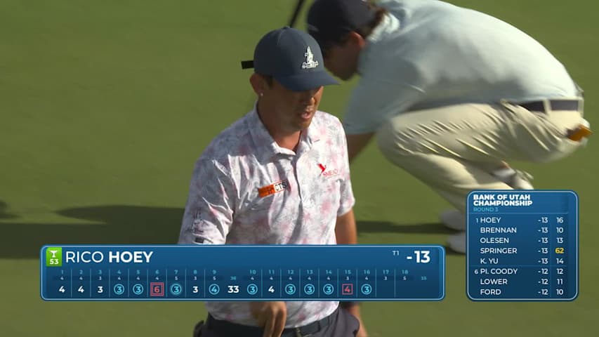 Rico Hoey makes 22-foot birdie putt on No. 16 at Bank of Utah to tie the lead