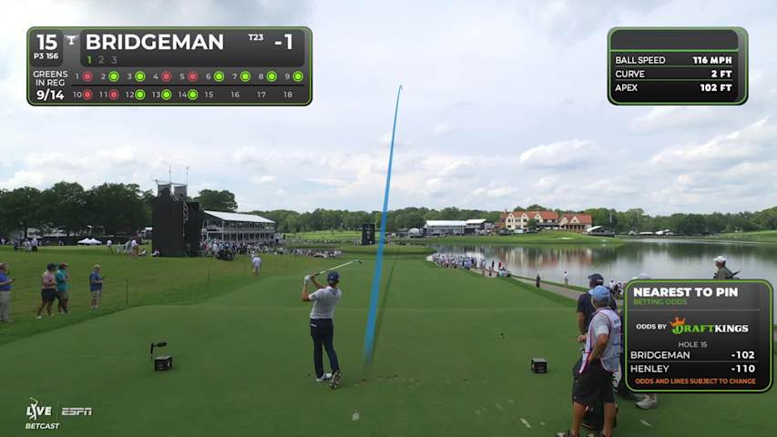 Jacob Bridgeman hits tee shot to 11 feet, sets up birdie on No. 15 at TOUR Championship