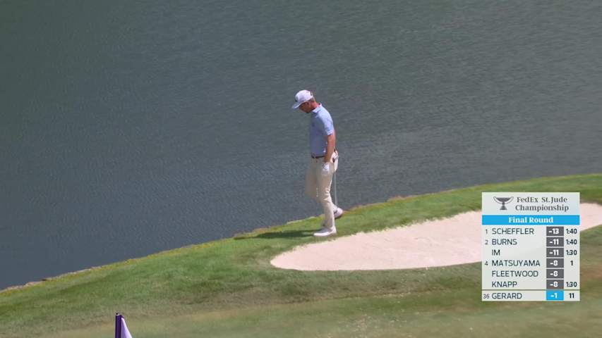Ryan Gerard holes 32-foot bunker shot for birdie on No. 11 at FedEx St. Jude