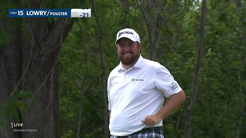 Shane Lowry/Ian Poulter sinks a 39-foot birdie putt at Zurich Classic