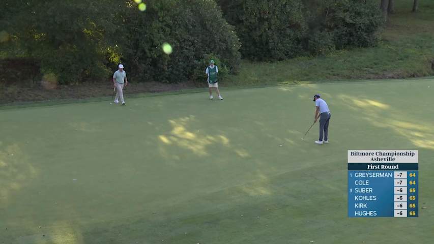 Adam Schenk drains 28-foot birdie putt on No. 9 at Biltmore Championship