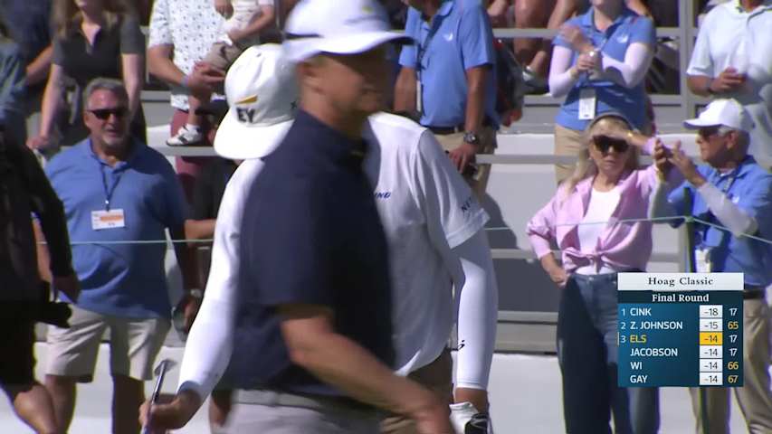 Ernie Els makes birdie on No. 18 at Hoag Classic