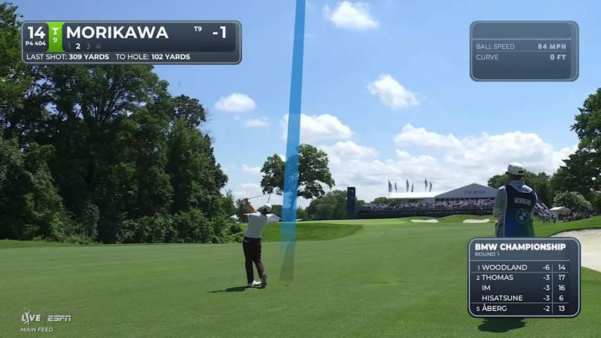 Collin Morikawa's 101-yard approach sets up birdie on No. 14 at BMW Championship