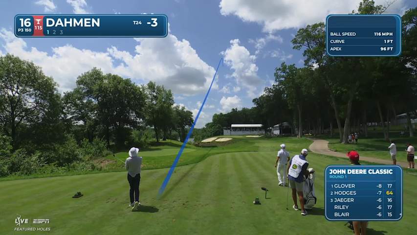 Joel Dahmen sinks 26-foot birdie putt on No. 16 at John Deere