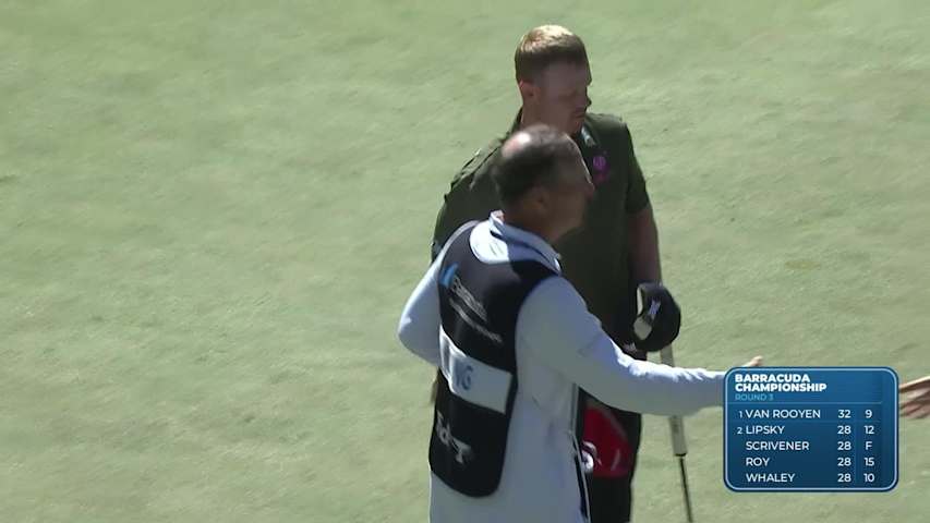 Patrick Fishburn makes birdie on No. 18 at Barracuda