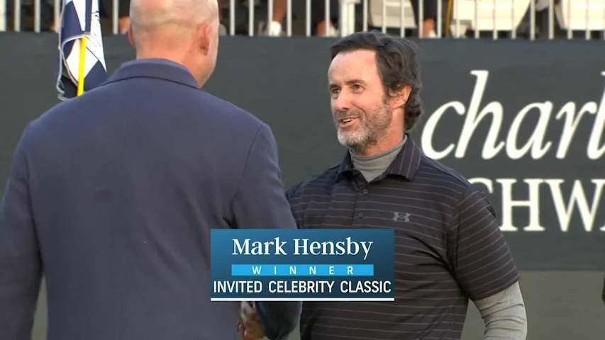 Mark Hensby makes par to win the Invited Celebrity Classic