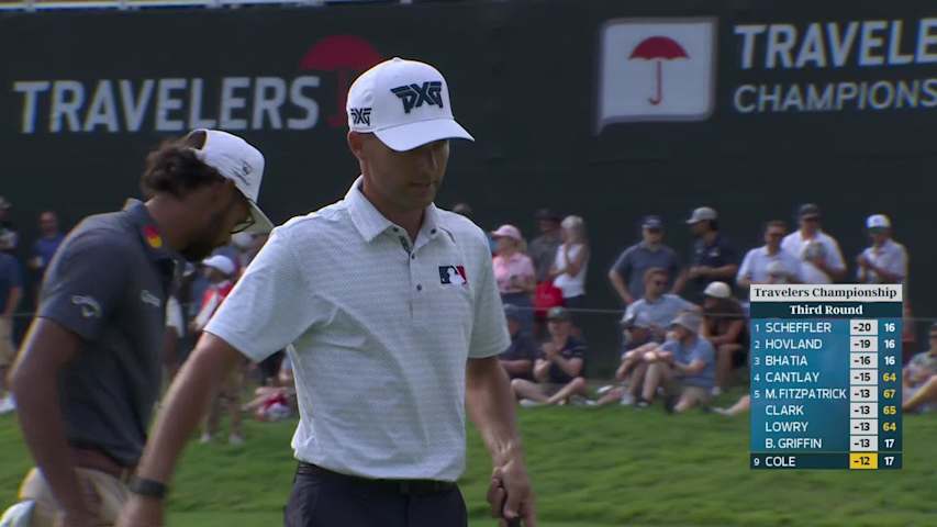 Eric Cole sinks 17-foot birdie putt on No. 17 at Travelers