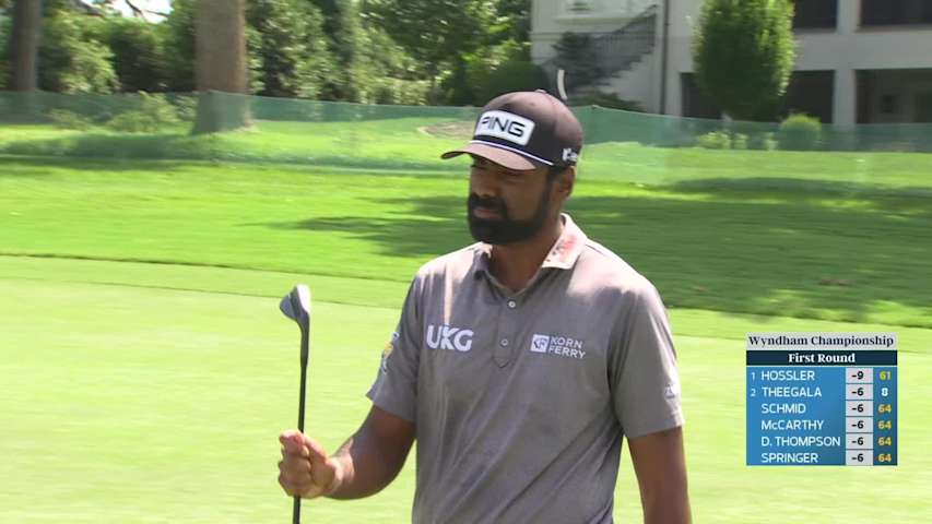 Sahith Theegala's 145-yard approach sets up birdie on No. 9 at Wyndham