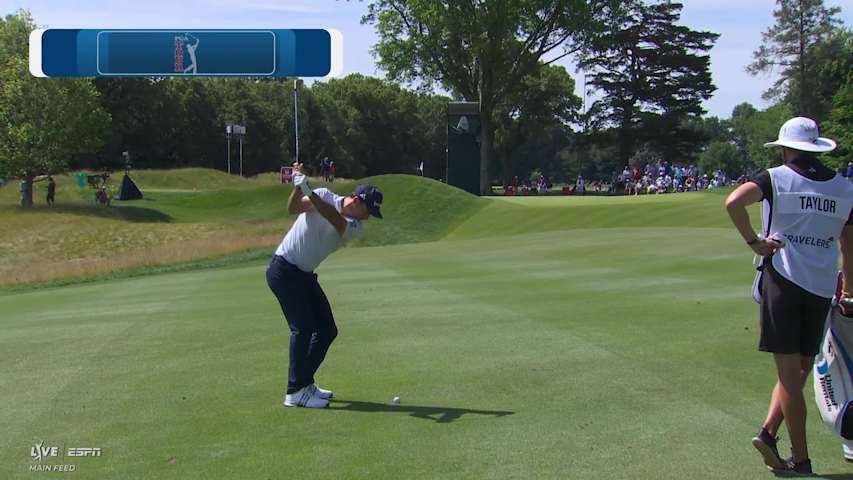 Nick Taylor gets up-and-down from 97 yards for birdie on No. 2 at Travelers