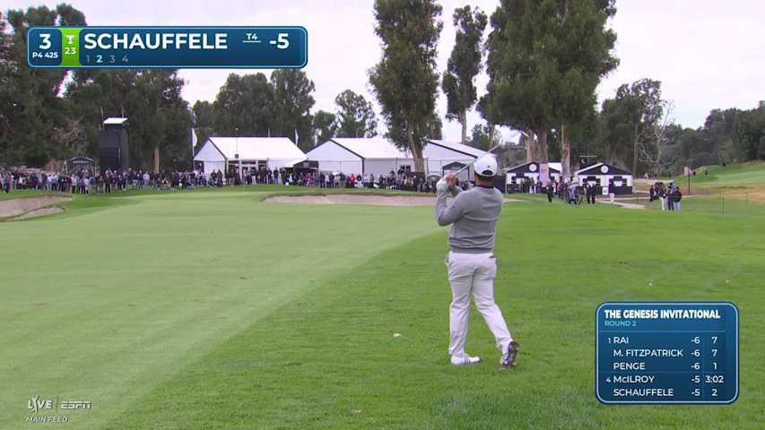 Xander Schauffele hits 120-yard approach to 17 feet, sets up birdie on No. 3 at The Genesis