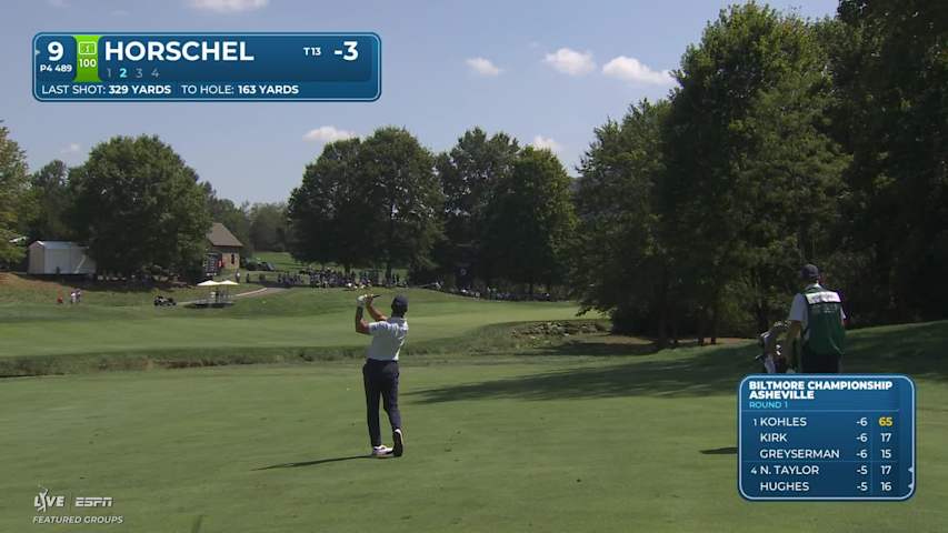 Billy Horschel's 161-yard approach sets up birdie on No. 9 at Biltmore Championship