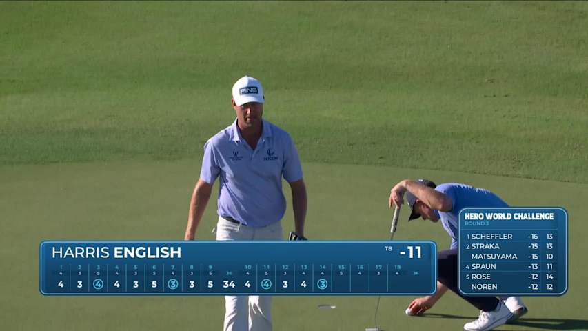 Harris English sinks 21-foot birdie putt on No. 14 at Hero World Challenge