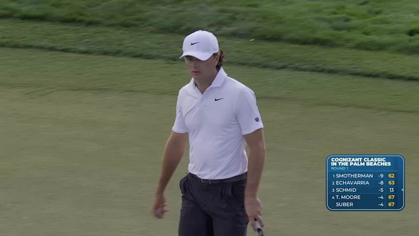 Luke Clanton sinks 22-foot birdie putt on No. 9 at Cognizant Classic