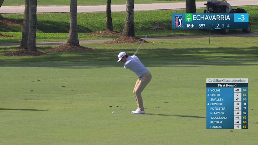 Nico Echavarria's 111-yard approach sets up birdie on No. 16 at Cadillac