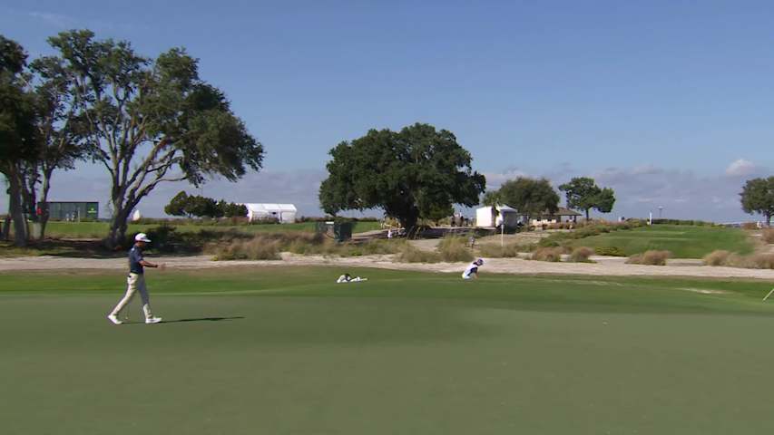 Eric Cole drains long  putt for birdie on No. 6 at The RSM Classic