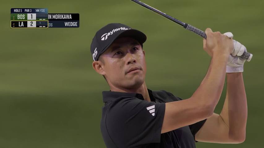 Collin Morikawa spins back tee shot to 2 feet at TGL