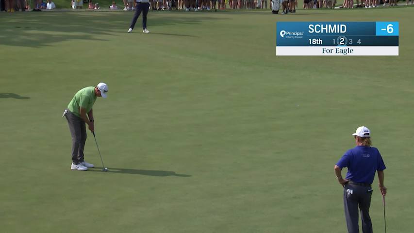 Jeff Schmid makes birdie on No. 18 at Principal Charity Classic