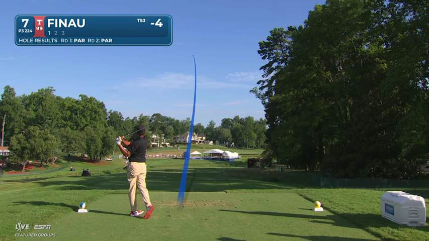 Tony Finau sinks 22-foot birdie putt on No. 7 at Wyndham
