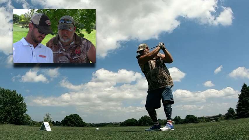 Brandon Crick analyzes Larry the Cable Guy's swing at Pinnacle Bank
