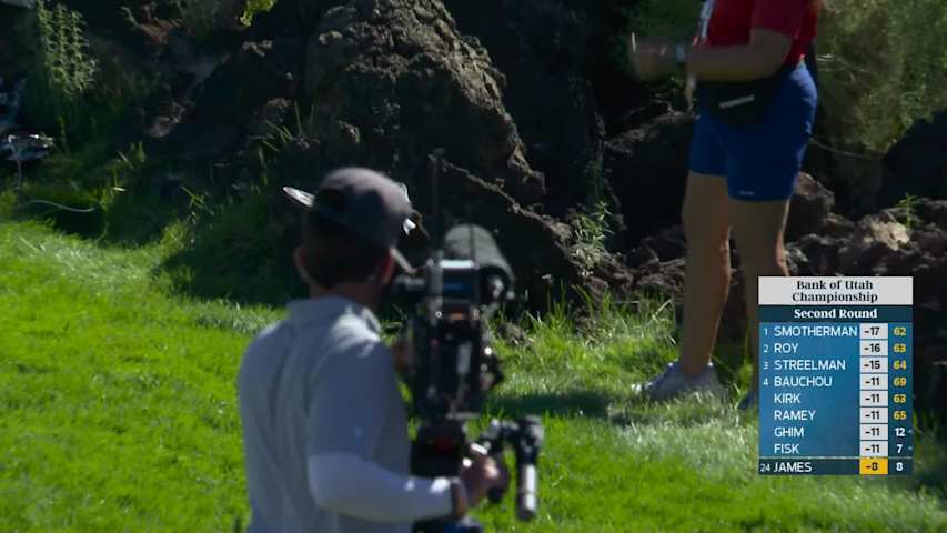 Ben James sinks 5-foot putt for birdie on No. 9 at Bank of Utah