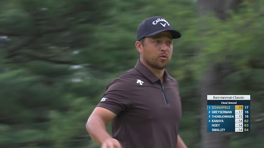 Xander Schauffele hits 109-yard approach to 13 feet, sets up birdie to take lead at Baycurrent