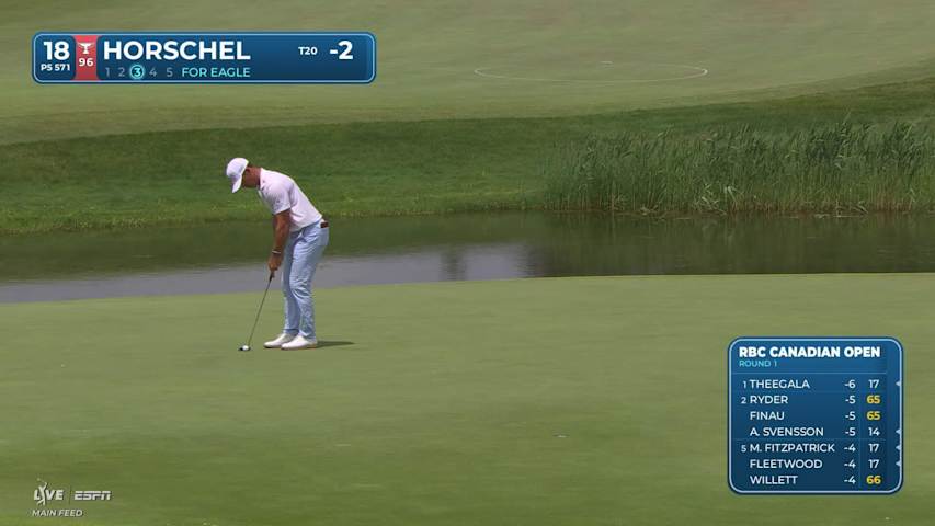 Billy Horschel sinks 24-foot eagle putt on No. 18 at RBC Canadian
