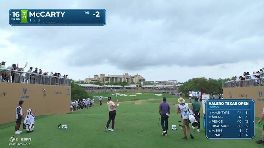 Matt McCarty drains 22-foot birdie putt on No. 16 at Valero