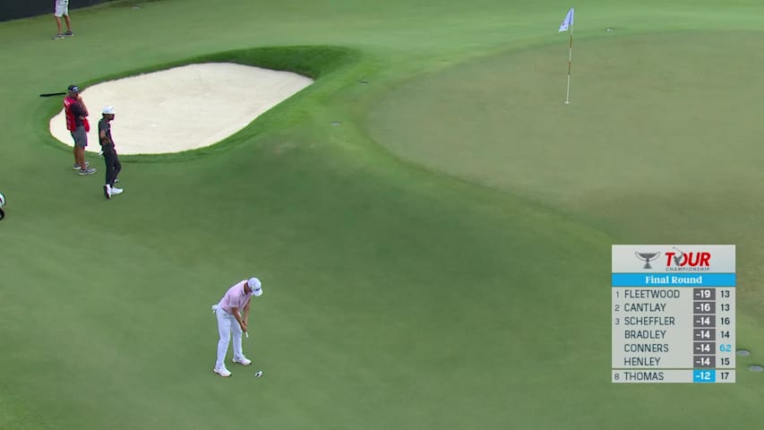 Justin Thomas makes birdie on No. 18 at TOUR Championship