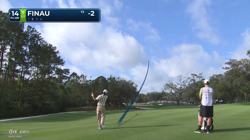 Tony Finau hits 184-yard approach to 18 feet, sets up birdie on No. 14 at THE PLAYERS