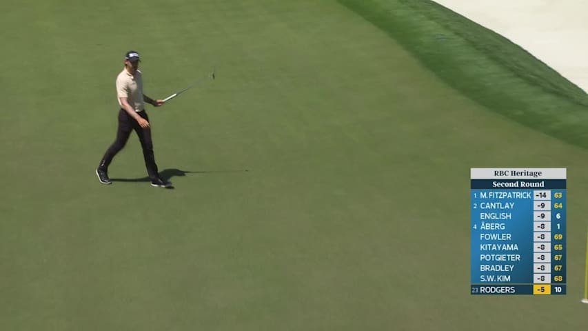 Patrick Rodgers sinks 31-foot birdie putt on No. 11 at RBC Heritage