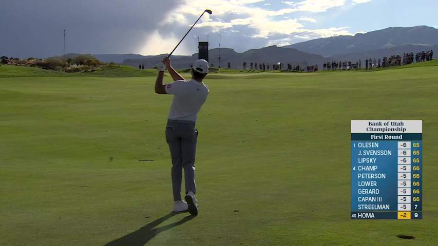 Max Homa hits 133-yard approach to 18 feet, sets up birdie on No. 10 at Bank of Utah