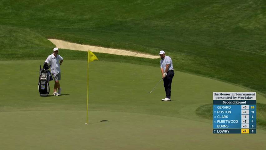 Shane Lowry holes 35-foot shot for birdie on No. 7 at the Memorial