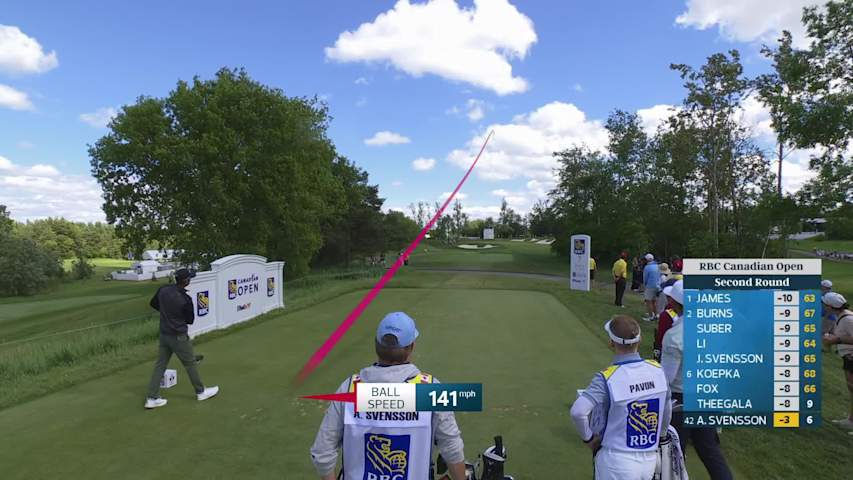 Adam Svensson drains 16-foot birdie putt on No. 7 at RBC Canadian