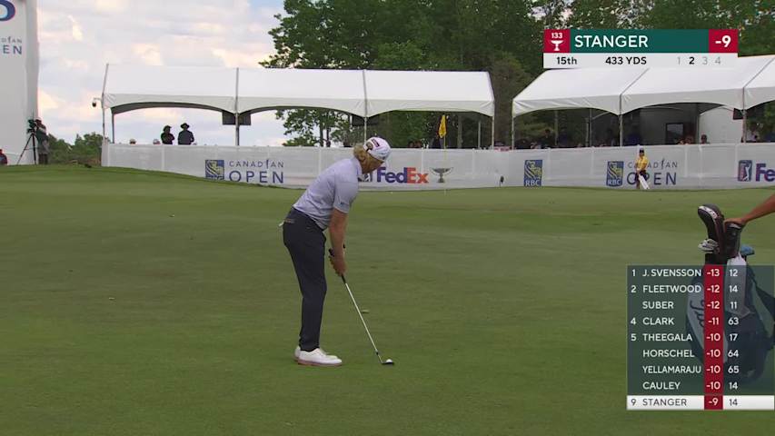 Jimmy Stanger drains 6-foot putt for birdie on No. 15 at RBC Canadian