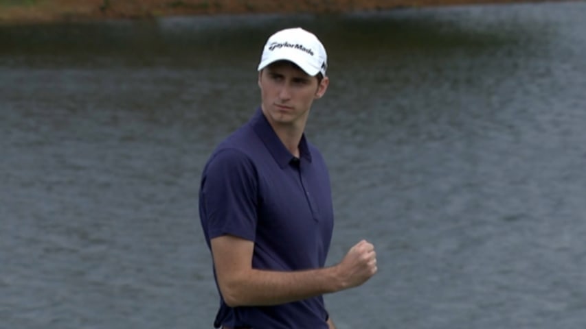 Connor Cink makes his 23-foot birdie putt at PNC Father/Son