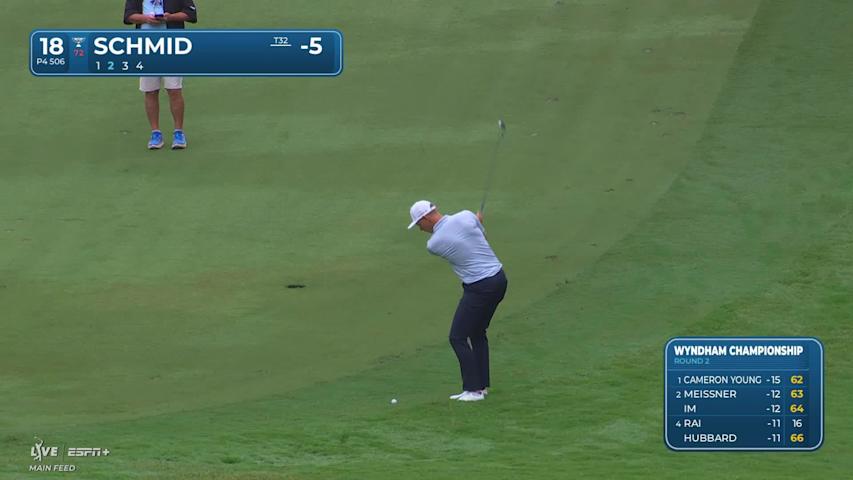 Matti Schmid makes birdie on No. 18 at Wyndham