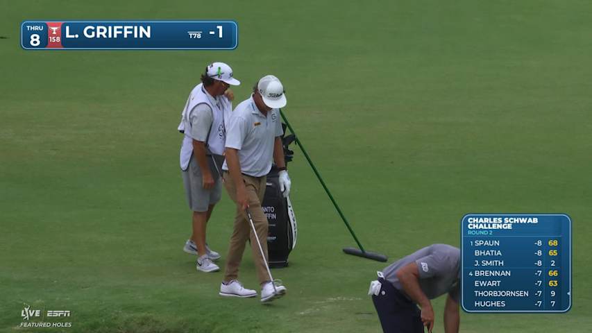 Lanto Griffin holes 23-foot bunker shot for birdie on No. 8 at Charles Schwab